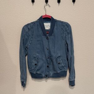 Anthropologie chambray bomber jacket